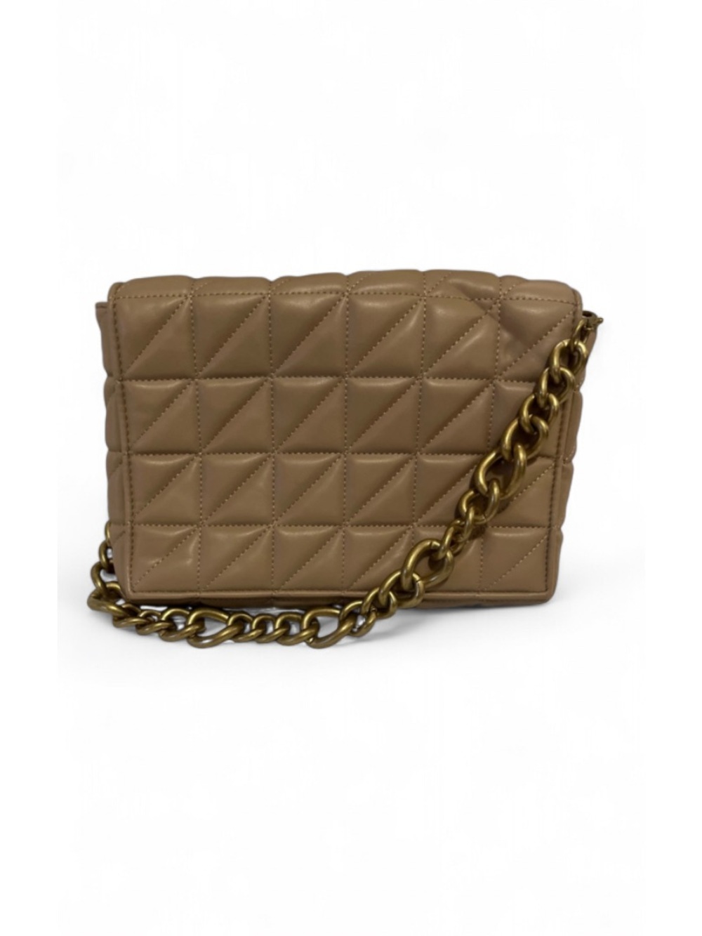 Zara Quilted Faux Leather Shoulder Bag Chunky Chain Shoulder Strap